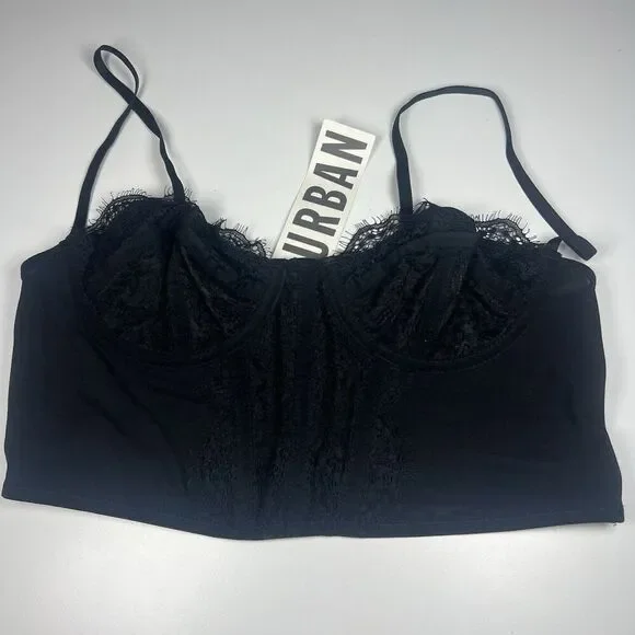Urban Outfitters Pull Over Corset Top Size S Black NWT New With Tags - Picture 2 of 11
